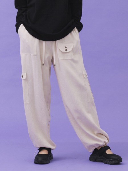 COTTON CARGO PANTS (NATURAL IVORY)